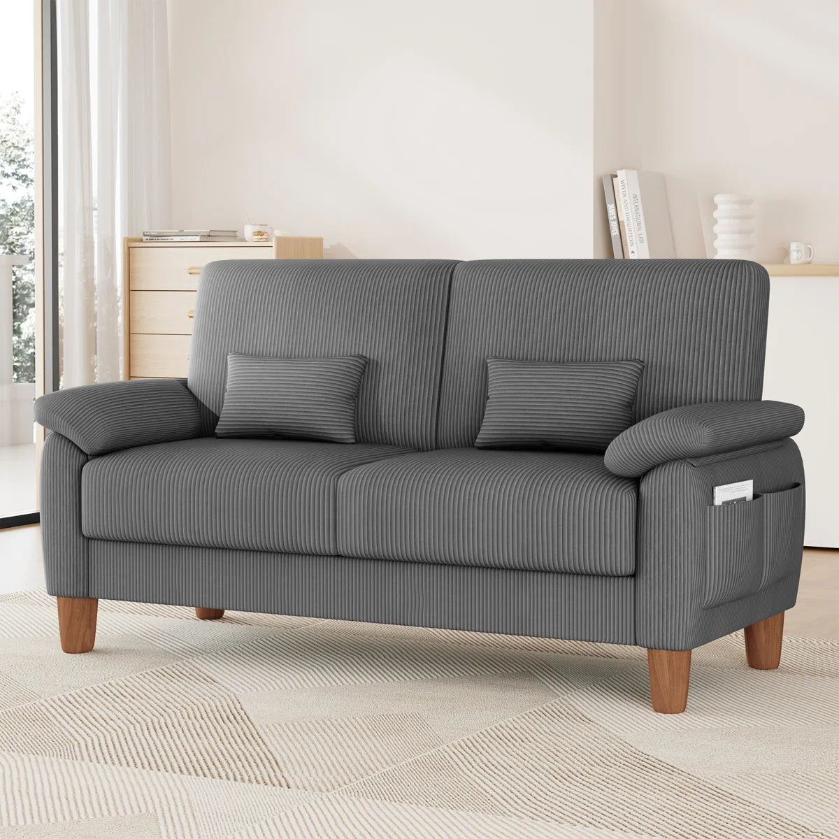 Esme 2 Seat Grey Cord Sofa