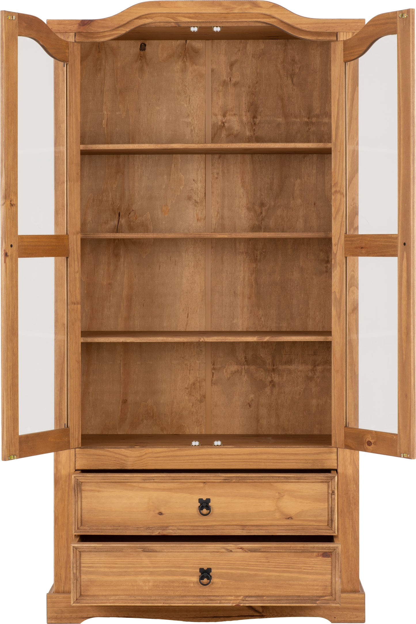 Corona Pine 2 Door 2 Drawer Glass Display Unit