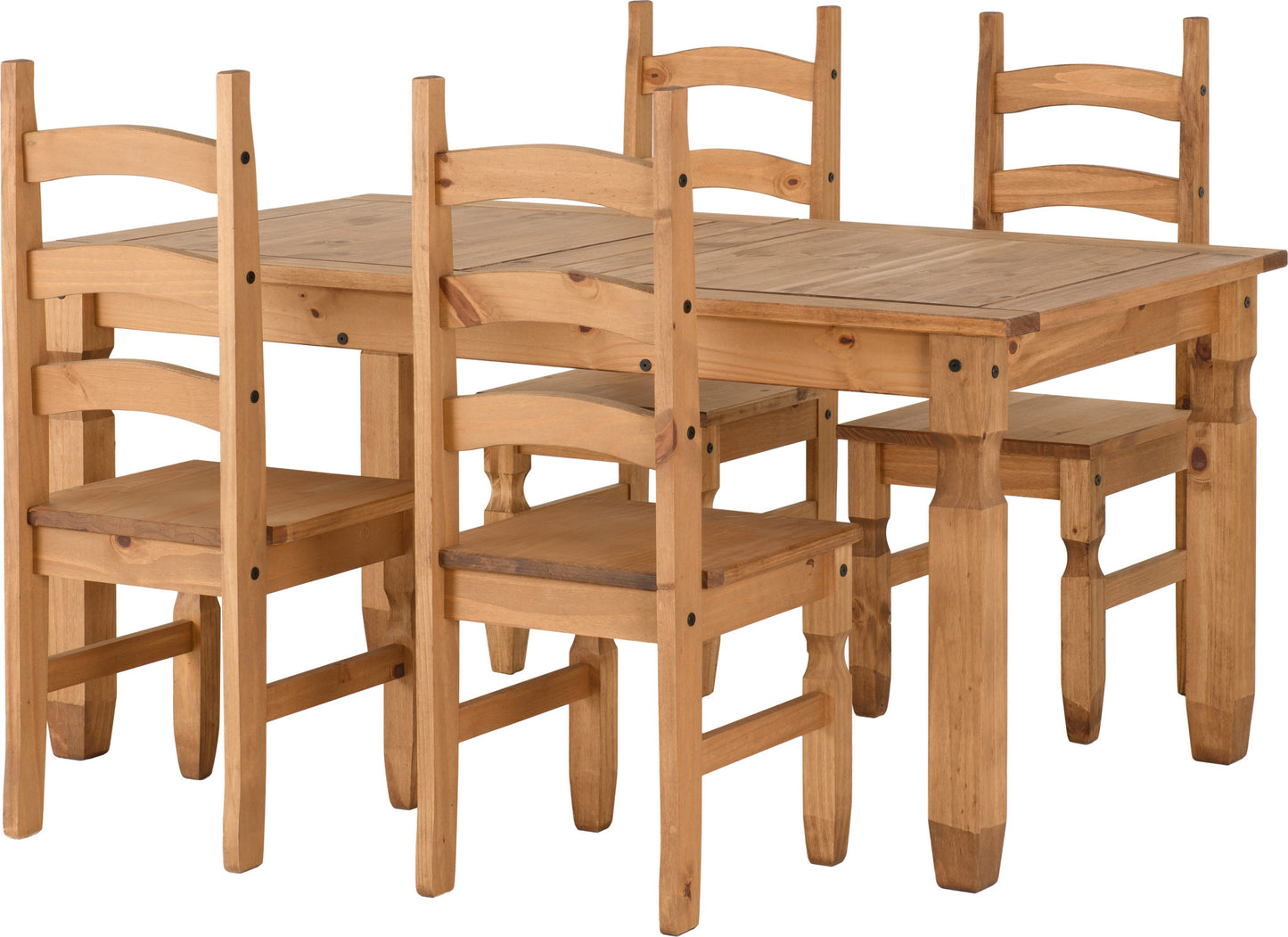 Corona Pine Extending Dining Set with 4 Chairs