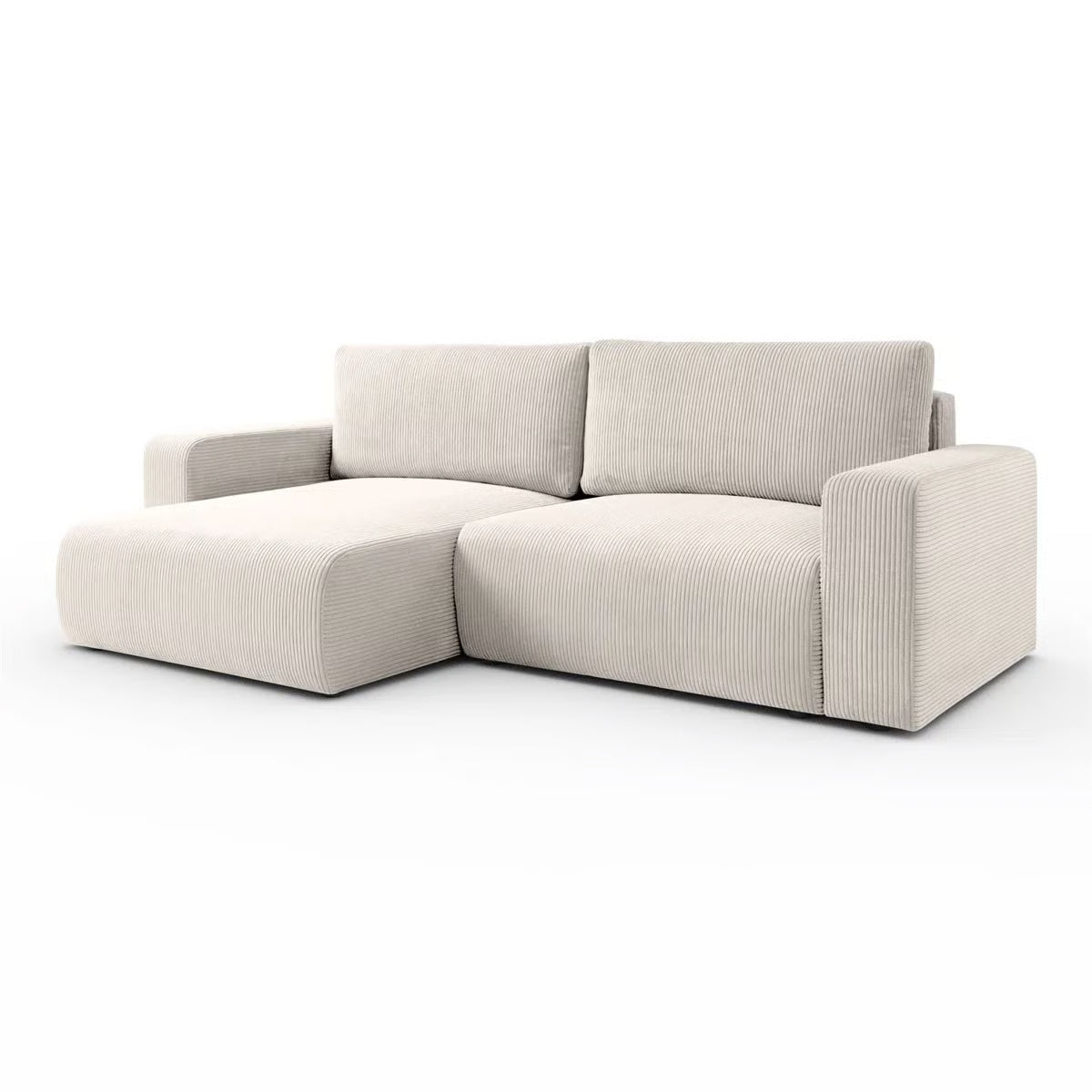 Nora 3 Seater Beige Cord Corner Sofa Bed