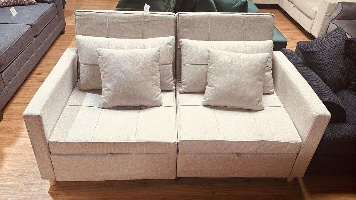 Boxer Beige Linen 2 Seater Sofa Bed