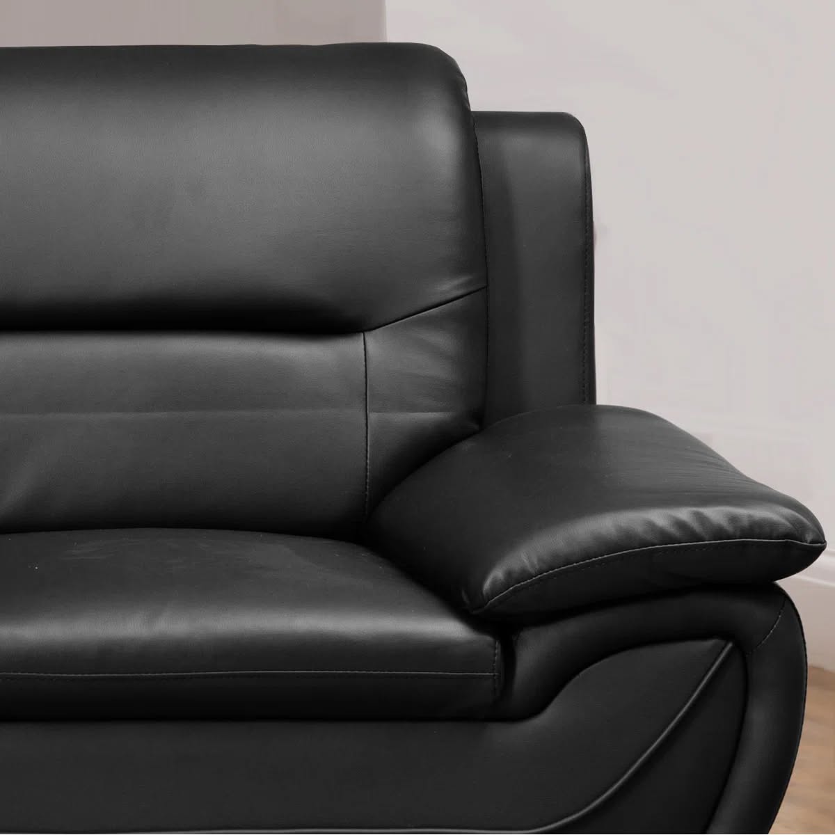 Ashleigh 2 Seater Black Faux Leather Sofa