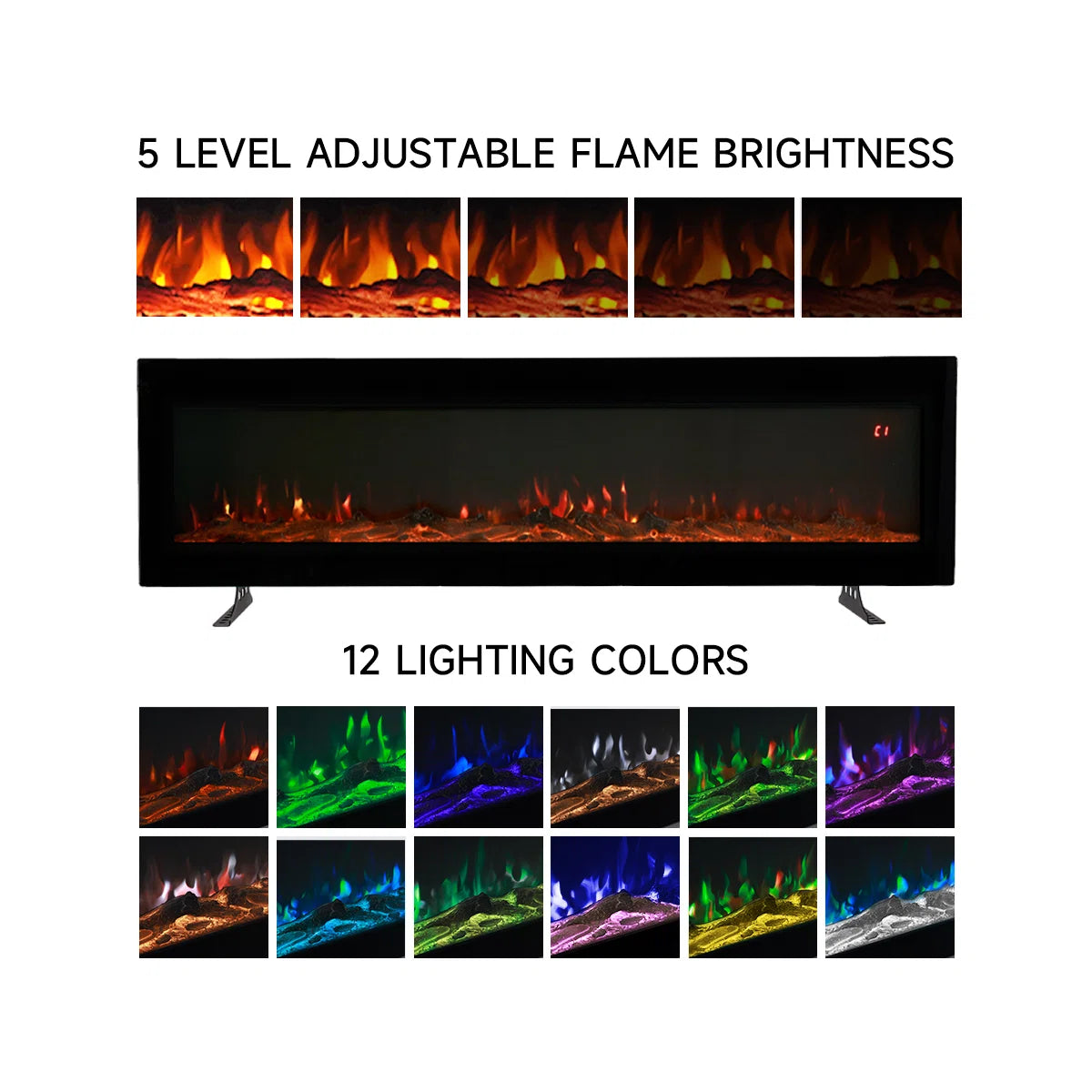Timoni Black Colour Changing Electric Fire