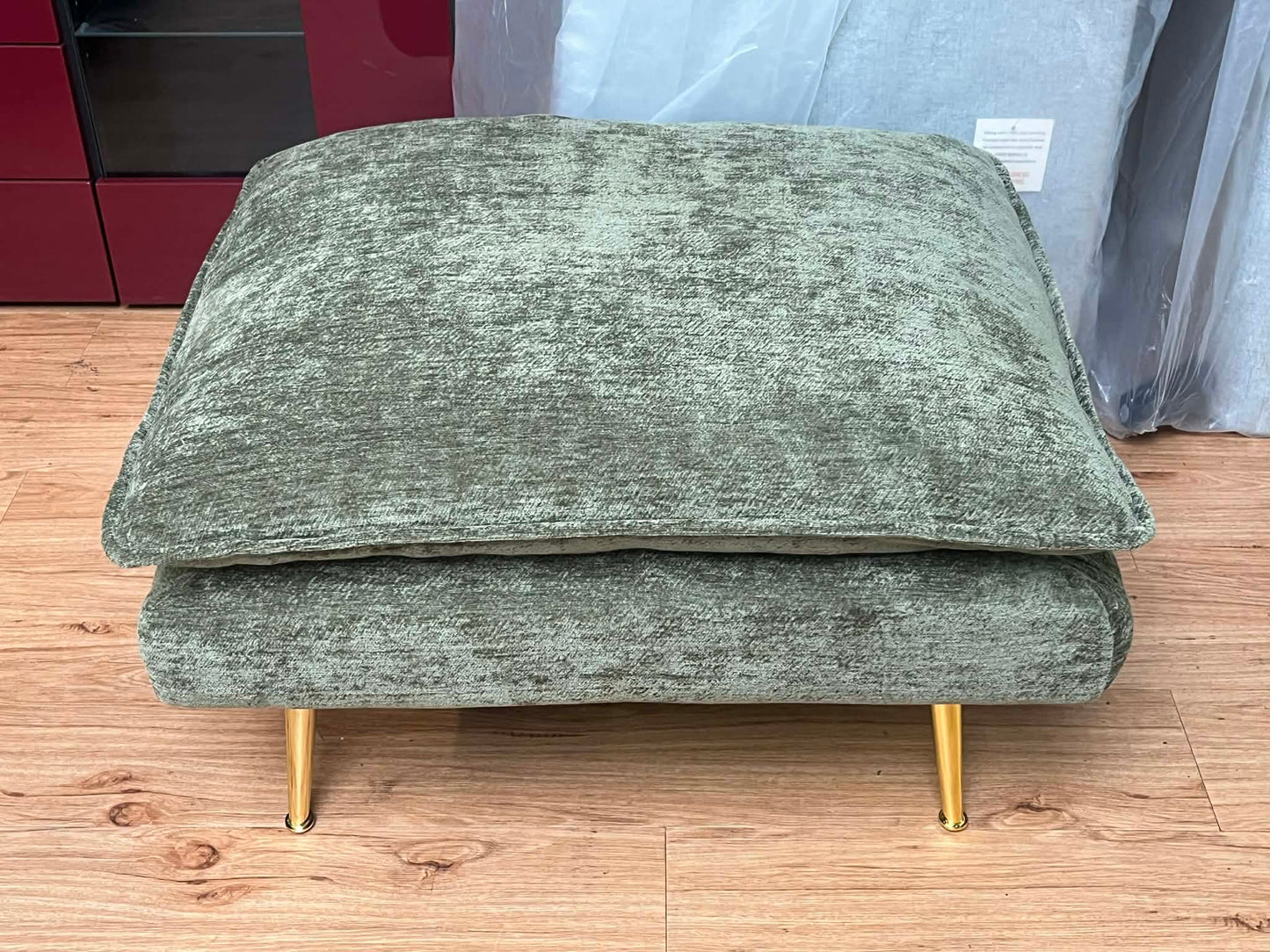 Green Chenille Footstool