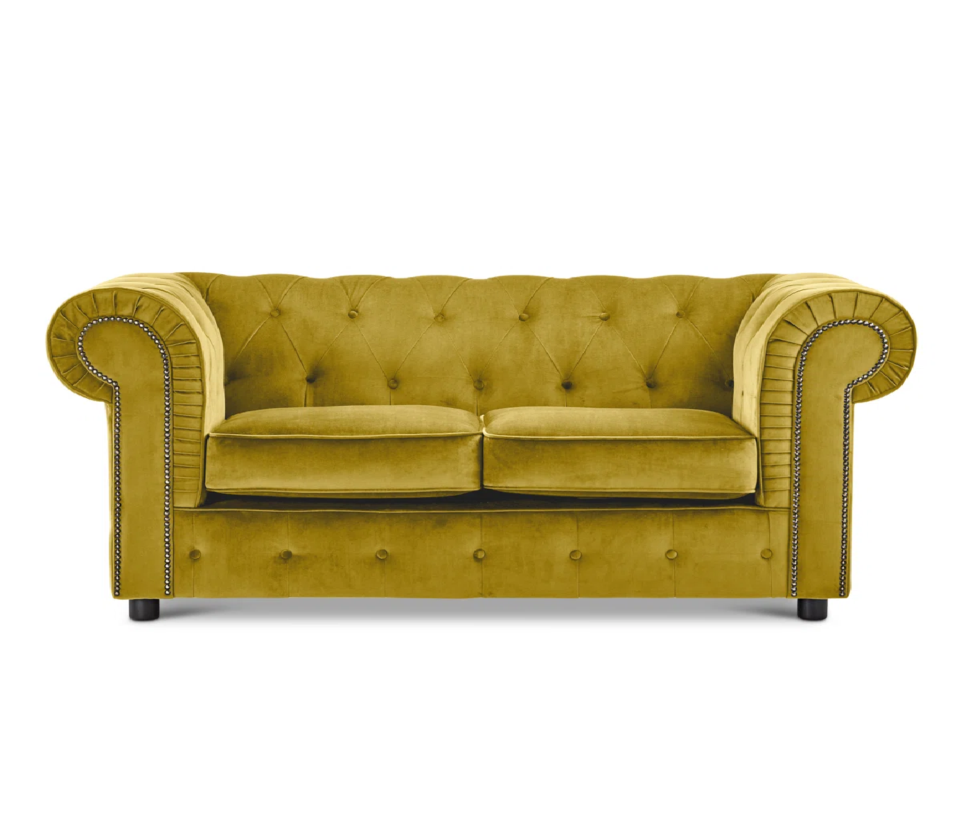 Rebecca 3 Seat Mustard Velvet Chesterfield Sofa