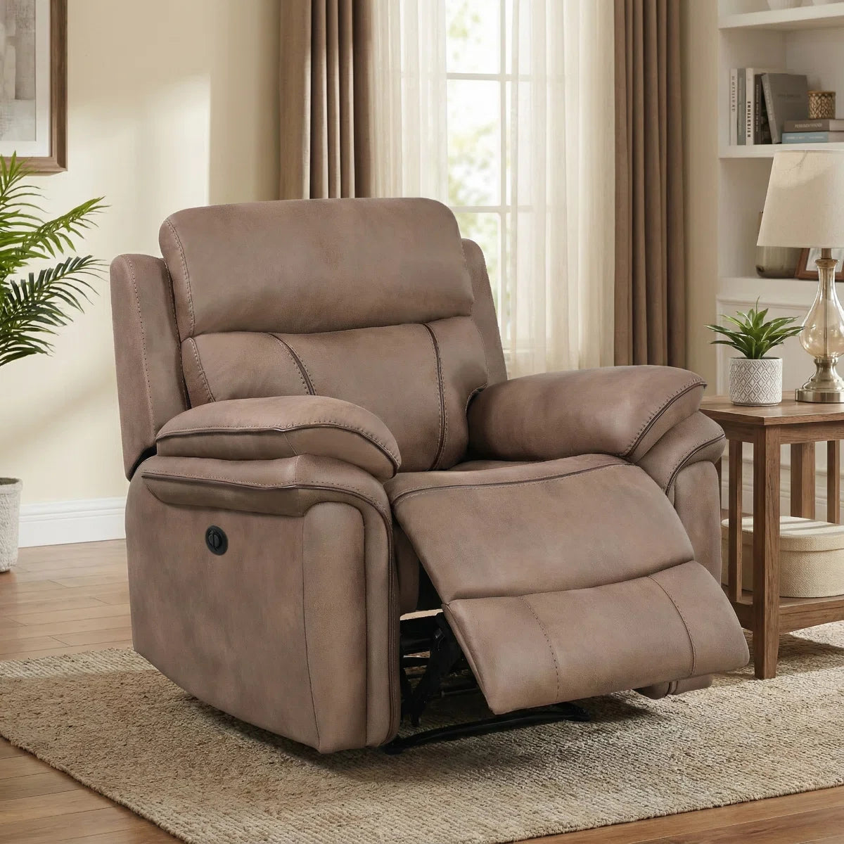 Adele Brown Faux Leather Manual Recliner Armchair