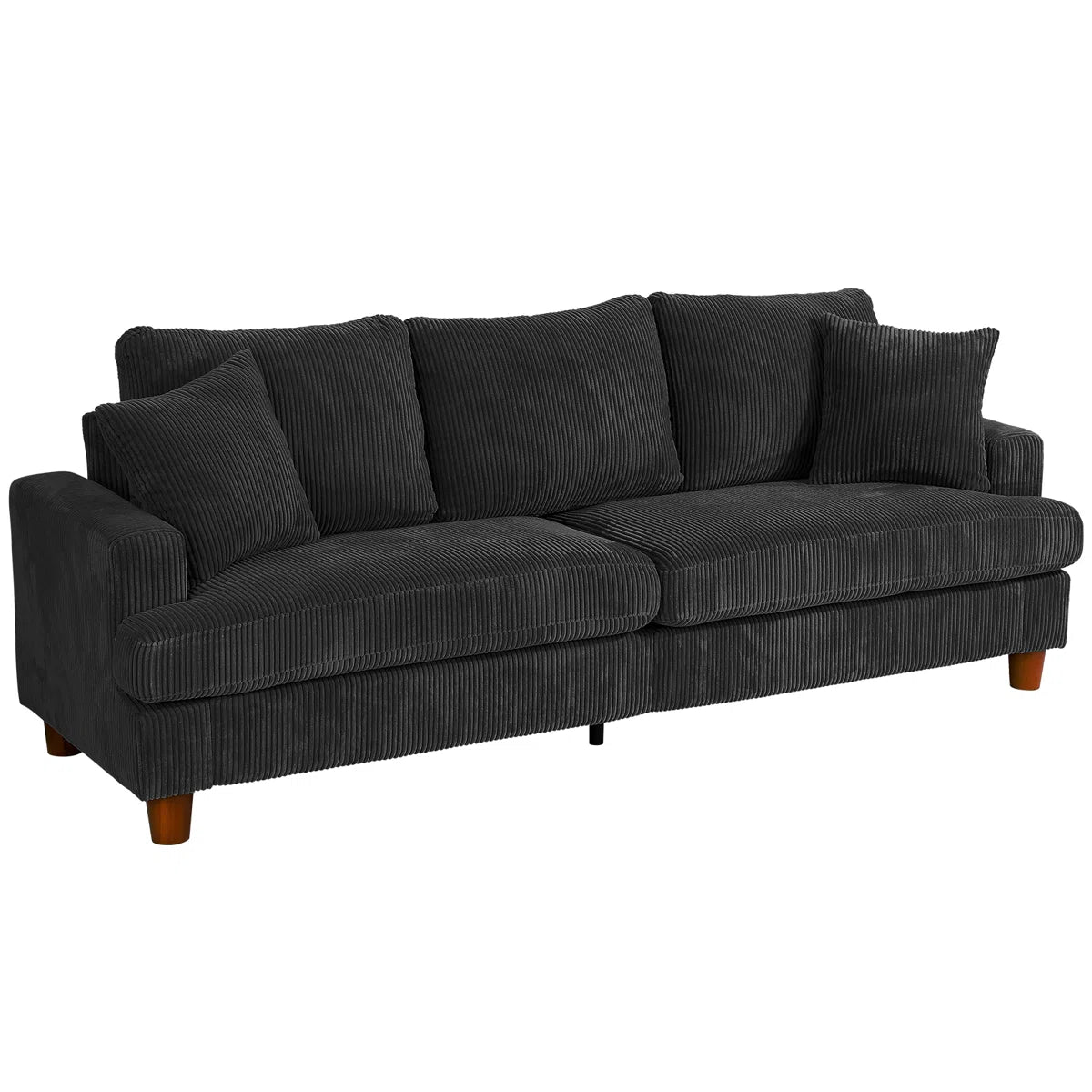 Alex 3 Seat Black Cord Sofa