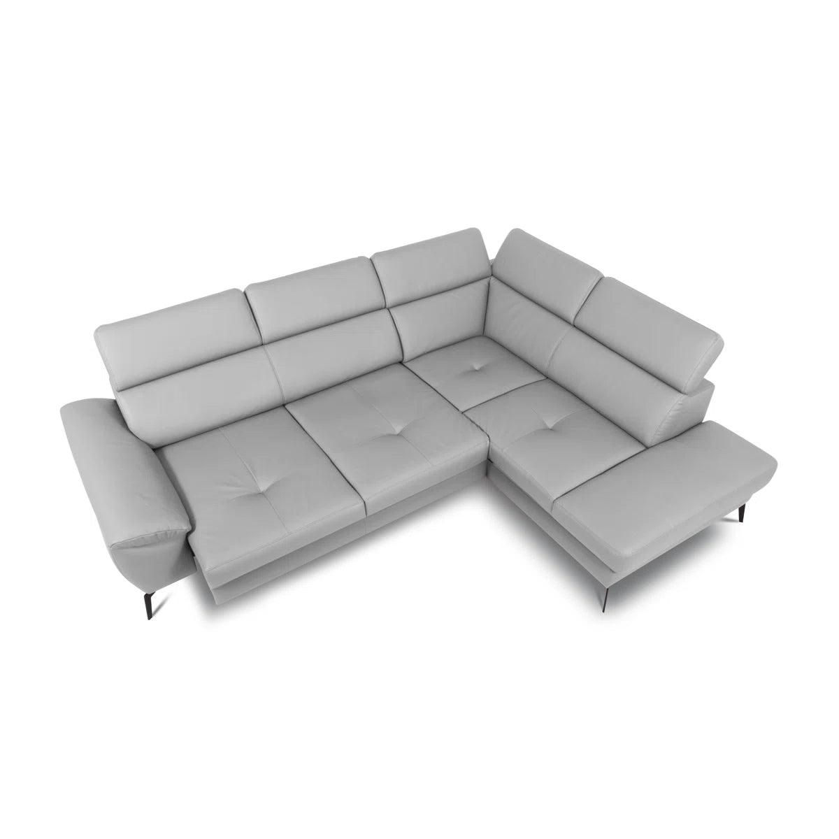 Alvarez 4 Seat Grey Real Leather Electric Corner Sofa Electric Seat Extensions & Adjustable Headrests