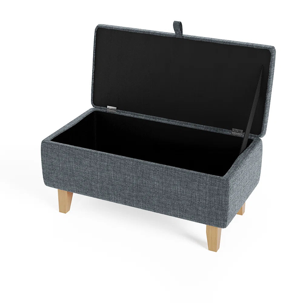 Amelia Grey Linen Storage Footstool