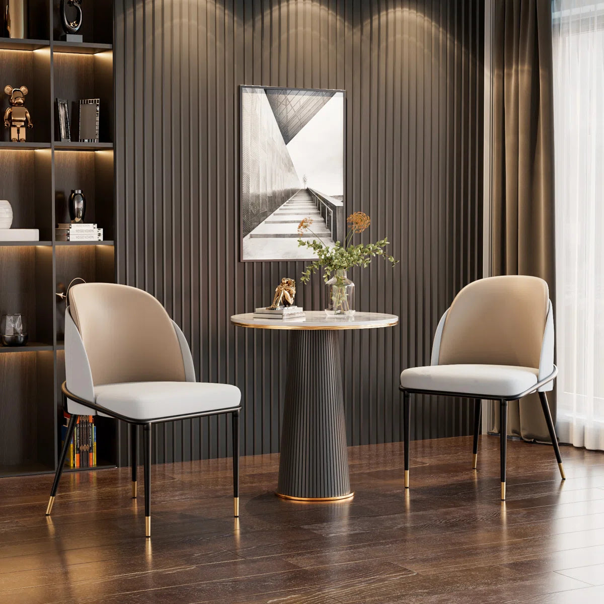Atlanta Pair of Cream Suede Side Chairs