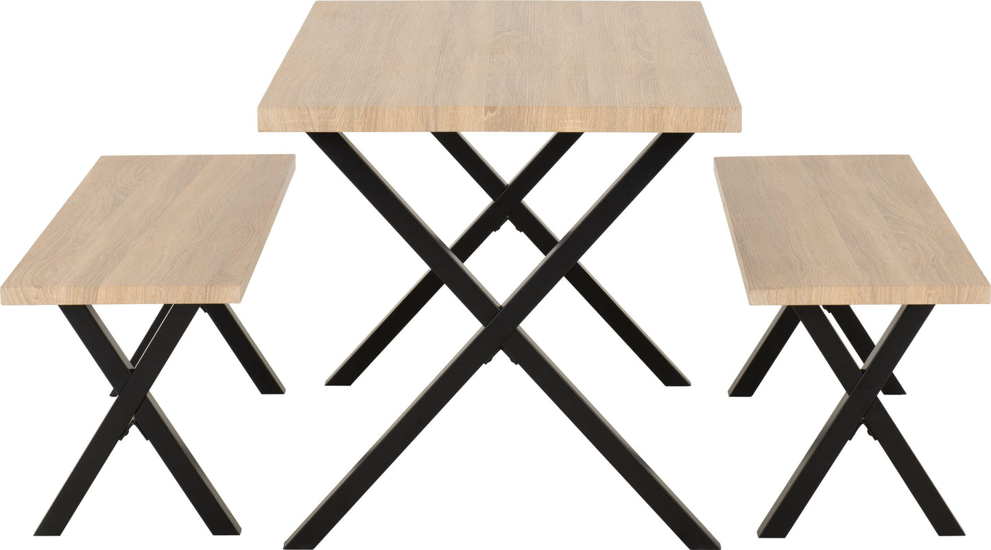 BUX Dining Bench Set Light Oak Effect/Black