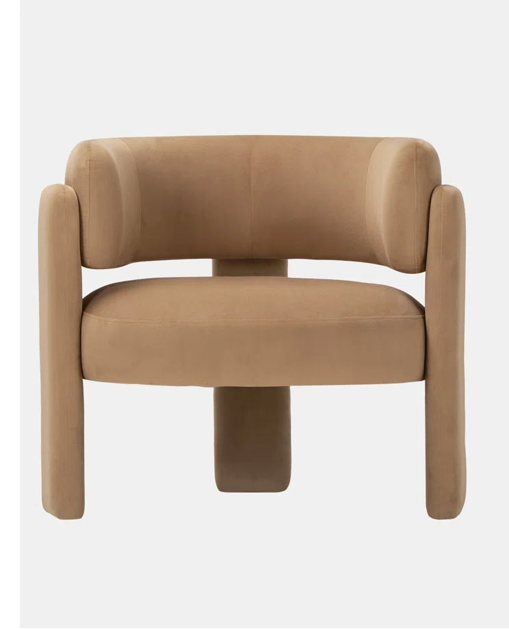 Ivy Camel Velvet Barrel Chair