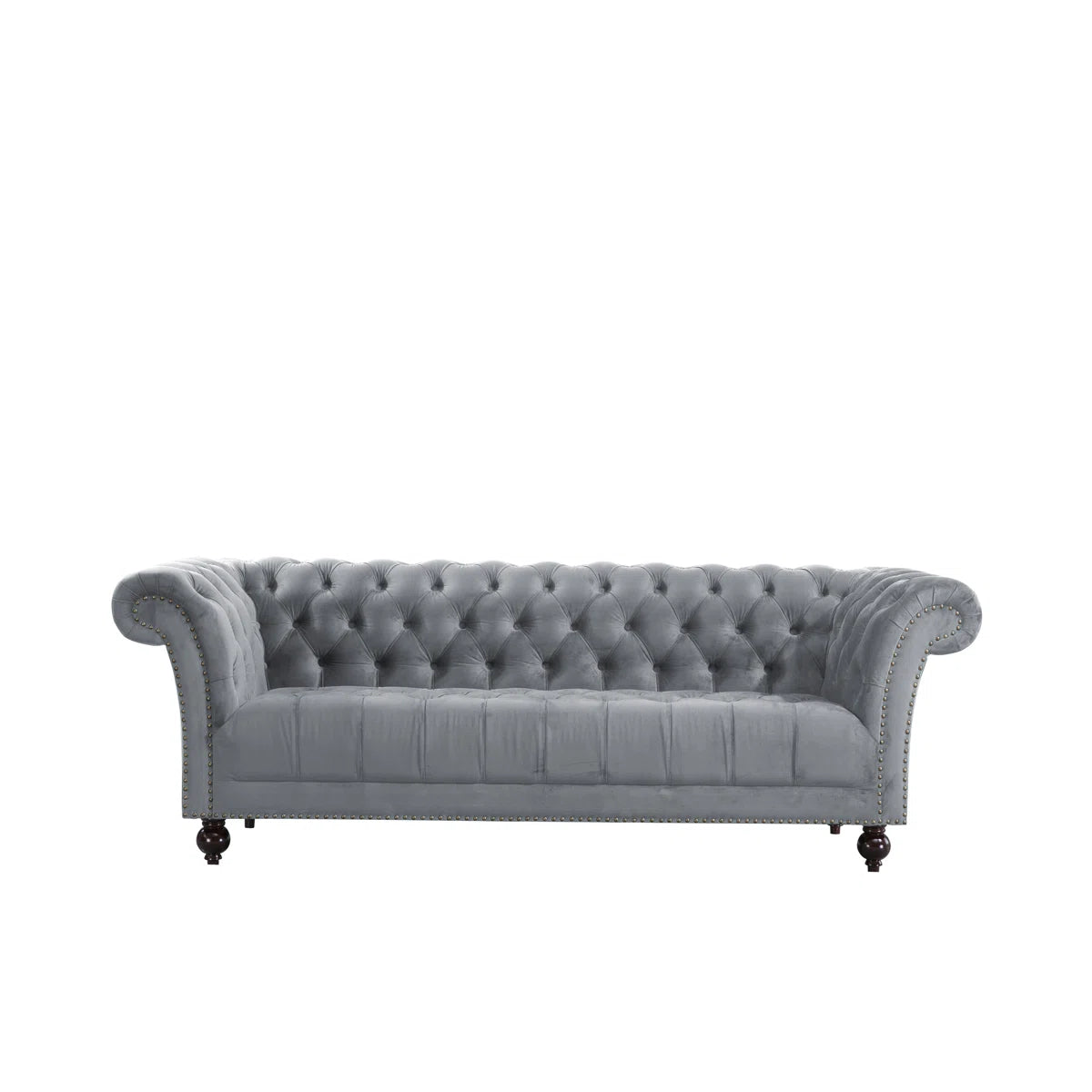 Bennet 3 Seat Grey Velvet Chesterfield