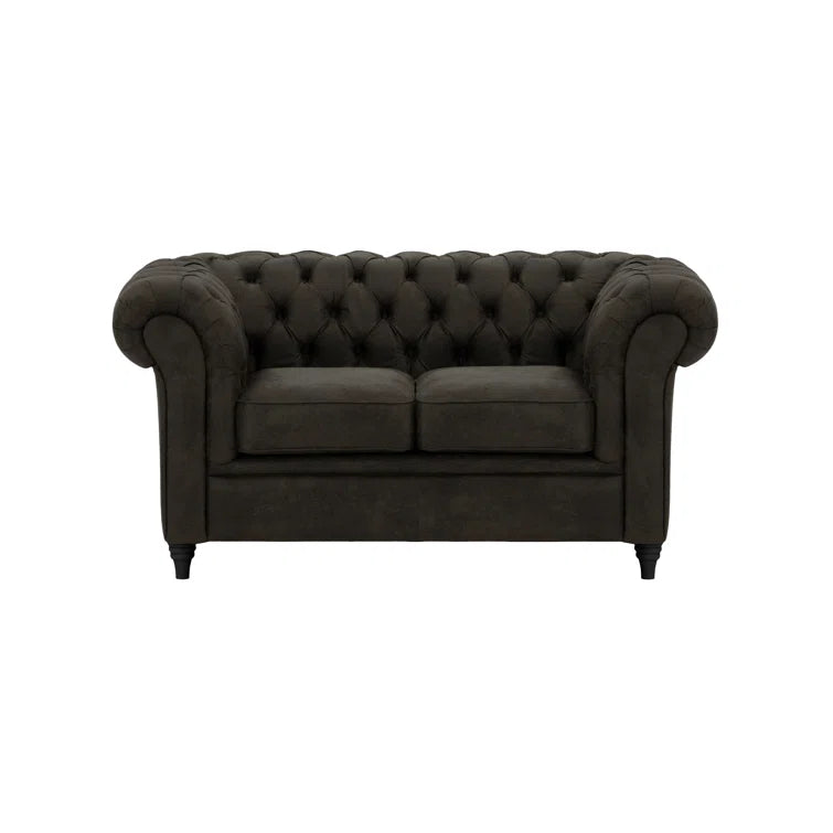 Berkshire Black 2 Seat Faux Leather Chesterfield