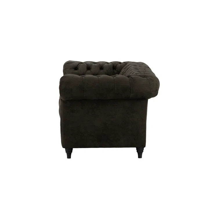 Berkshire Black 2 Seat Faux Leather Chesterfield