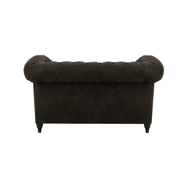 Berkshire Black 2 Seat Faux Leather Chesterfield