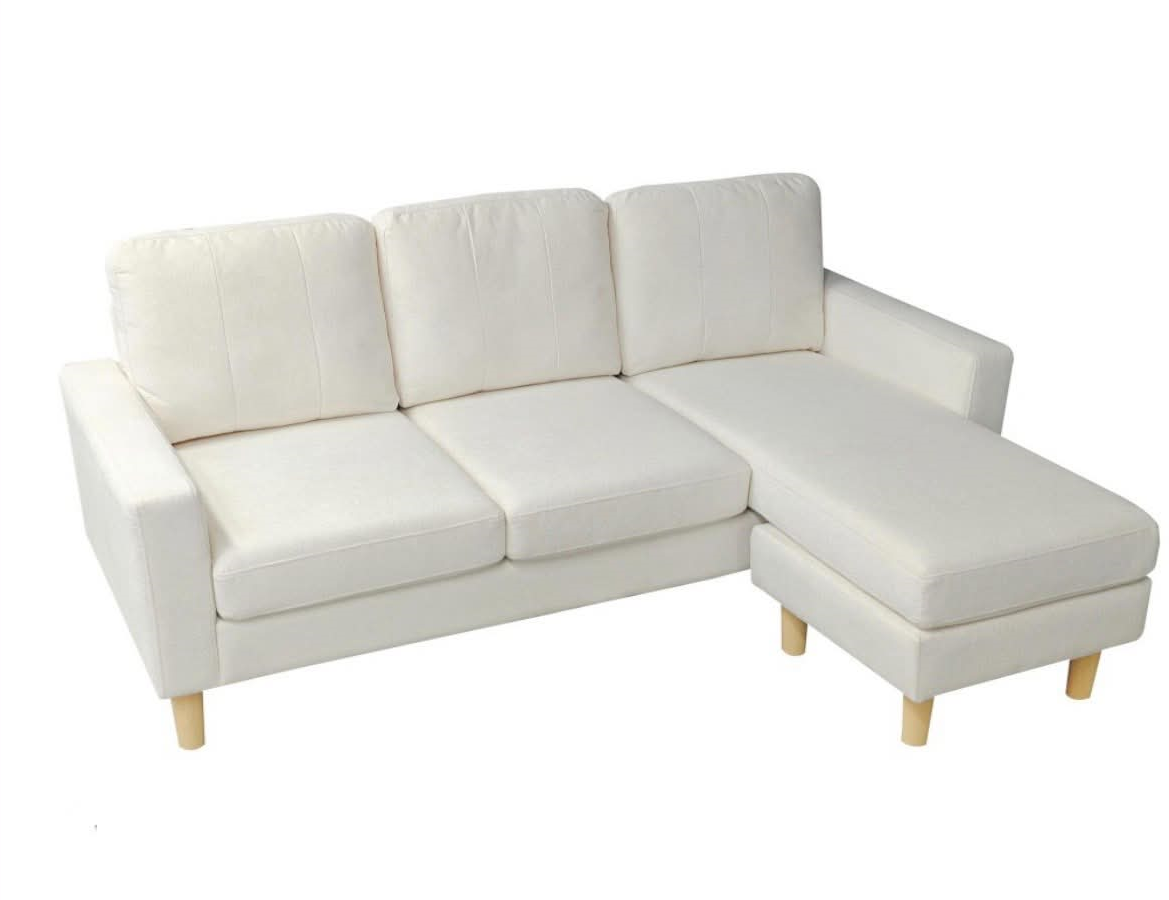 Bijou 3 Seat Cream Boucle Reversible Chaise Sofa