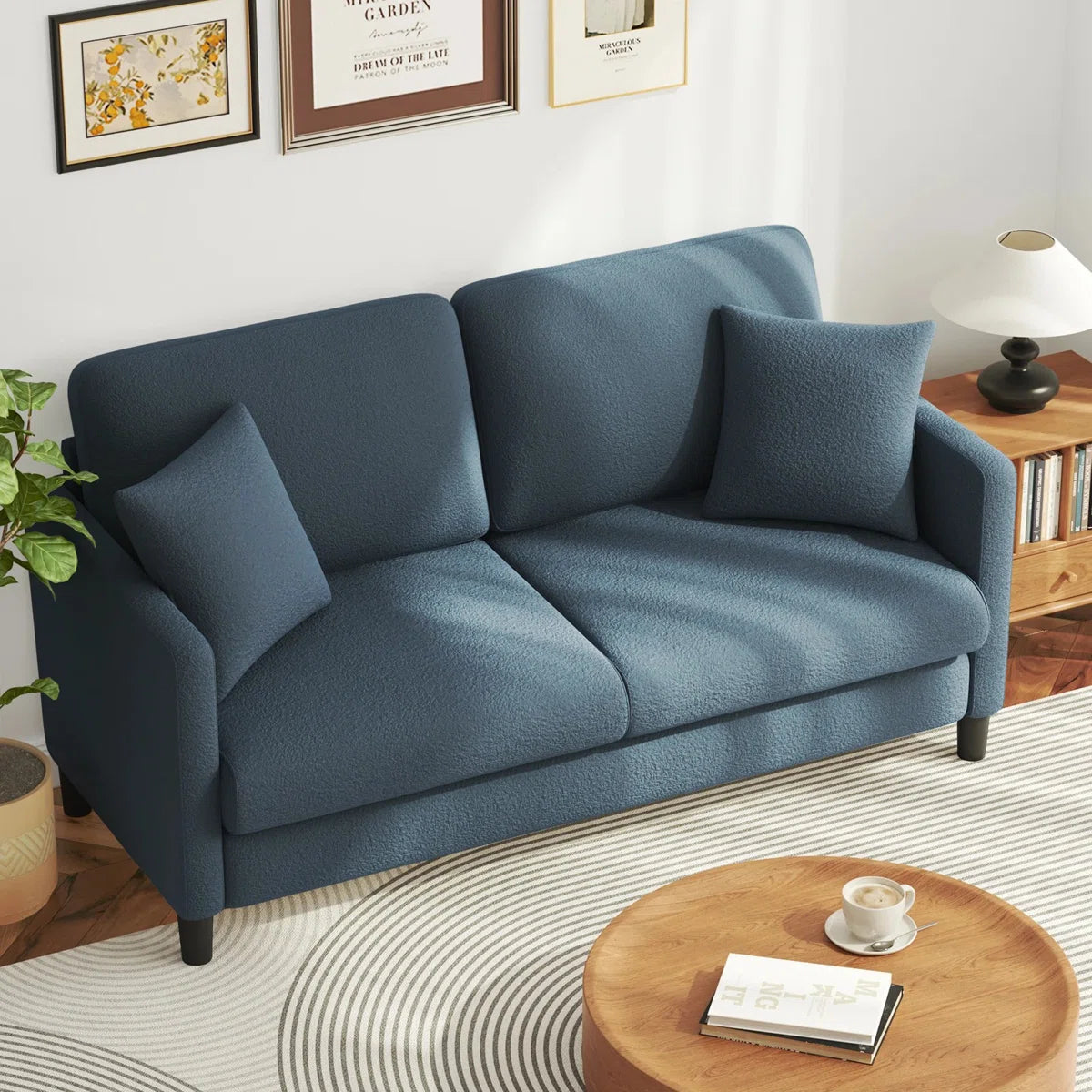 Murphy 2 Seat Blue/Grey Teddy Sofa