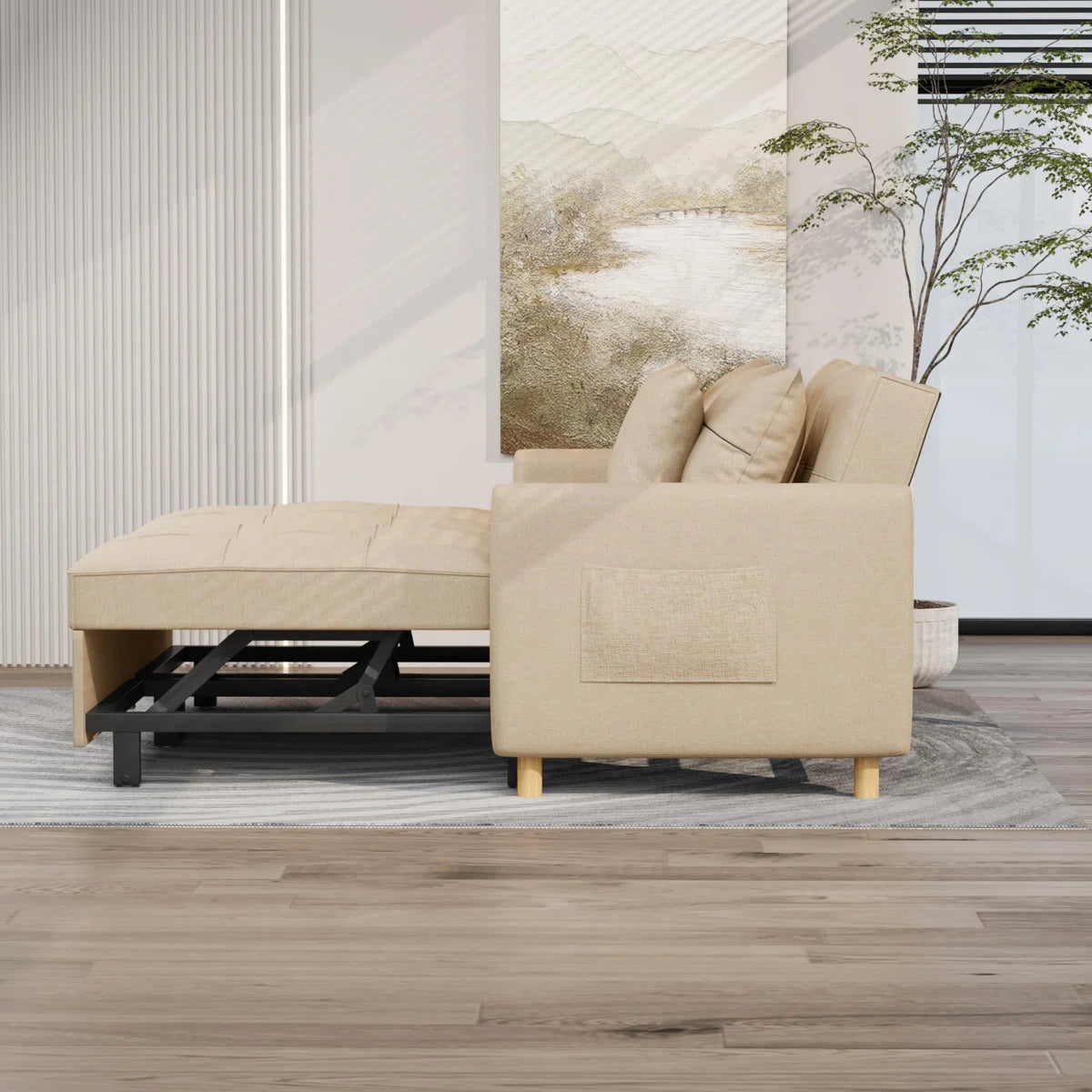 Boxer Beige Linen 2 Seater Sofa Bed