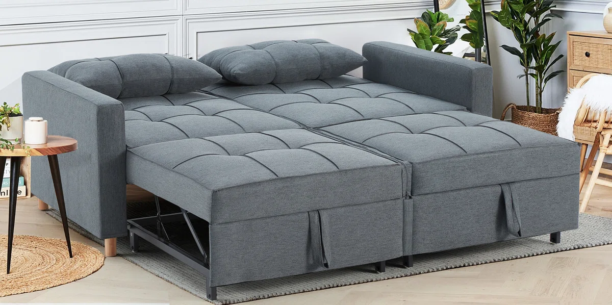 Blanchet 2 Seater Linen Pull Out Sofa Bed