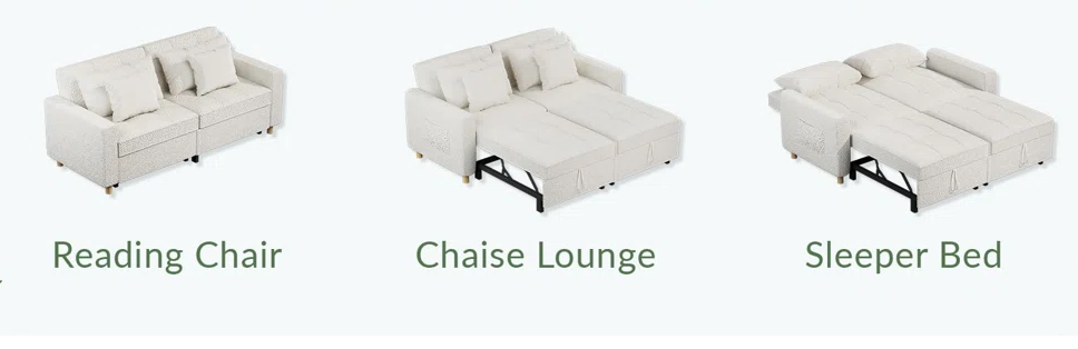Baker 2 Seat Cream Teddy Fleece Sofa Bed
