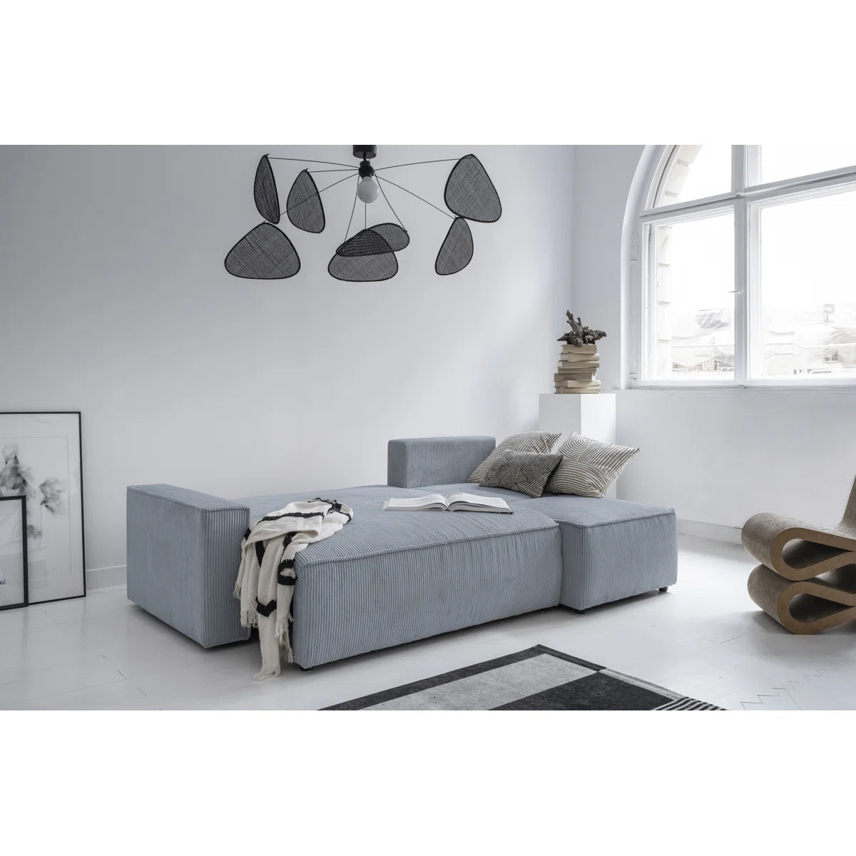 Dave 3 Seat Grey Cord Storage Sofa Bed