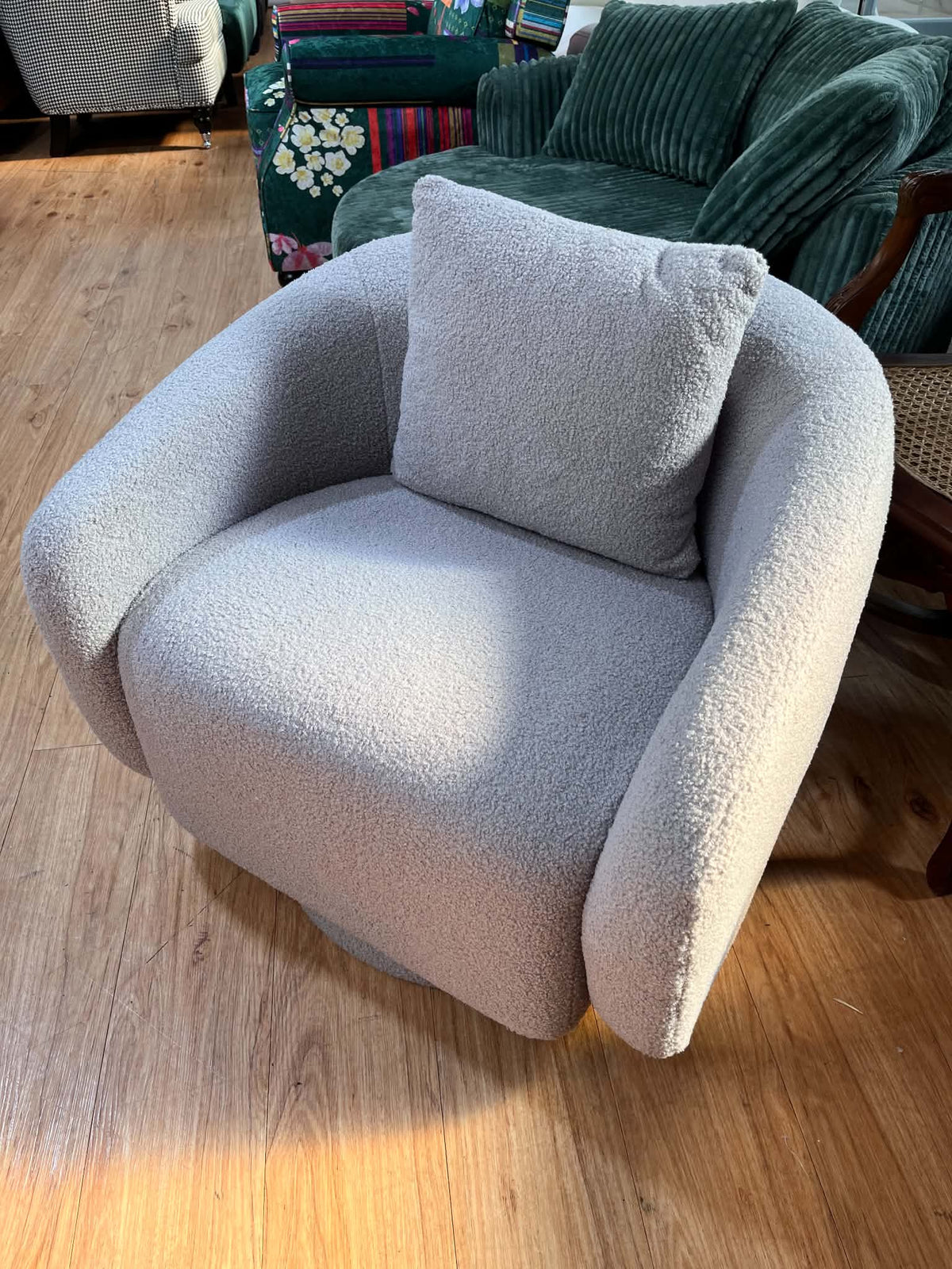 Bucco Grey Teddy Boucle Swivel Chair