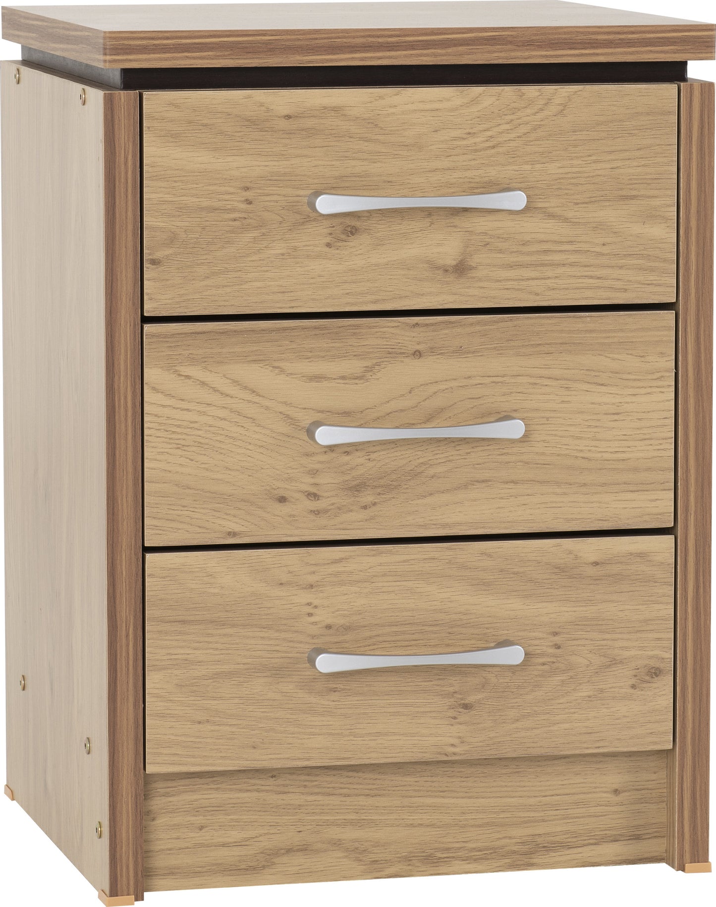 CHLS Oak Effect 3 Drawer Bedside Chest