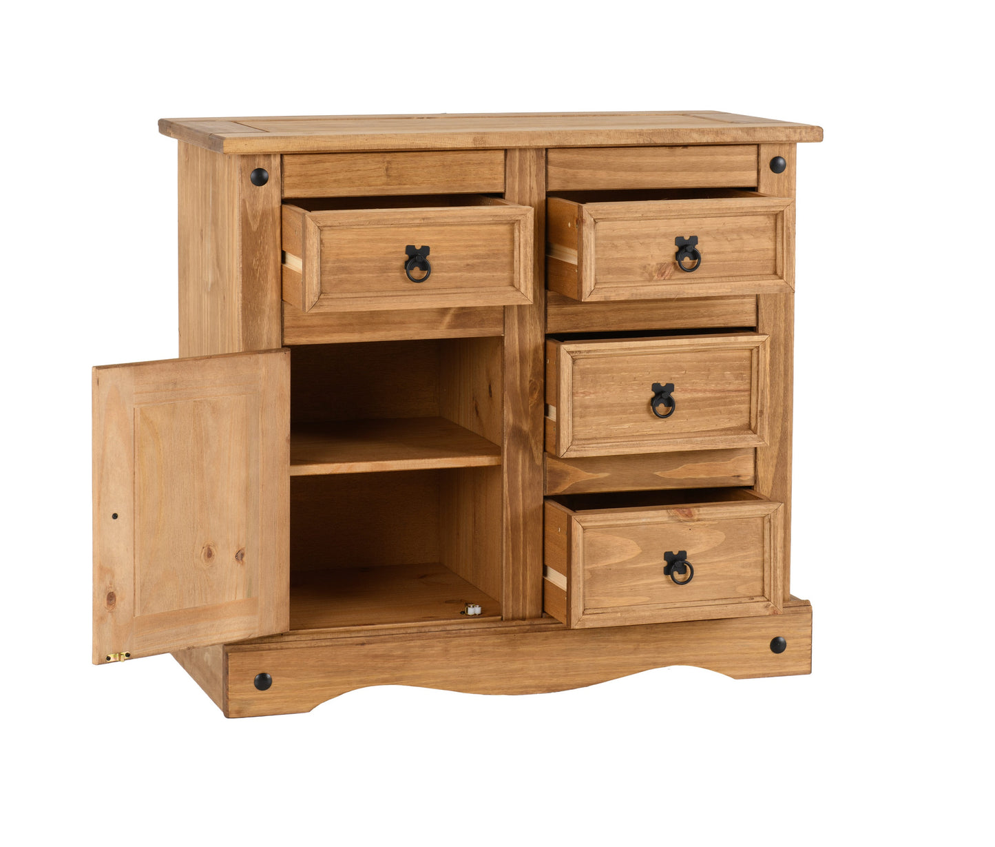 Corona Pine 1 Door 4 Drawer Sideboard
