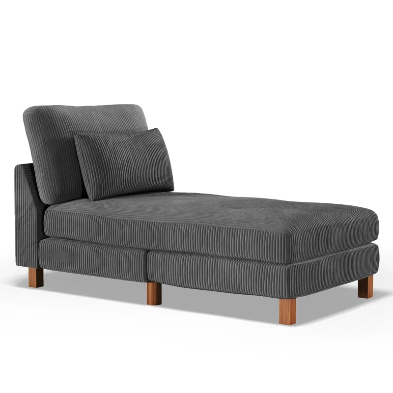 Katy Grey Jumbo Cord Chaise Lounge