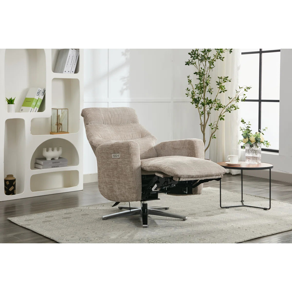 Chaney Dual Motor Swivel Recliner, USB Charge & Manual Adjustable Headrest