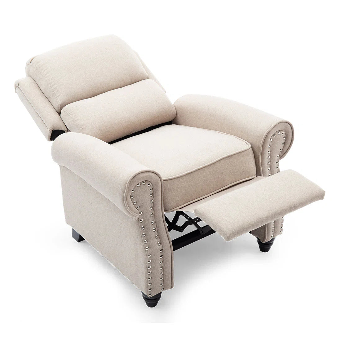 York Beige Upholstered Manual Recliner