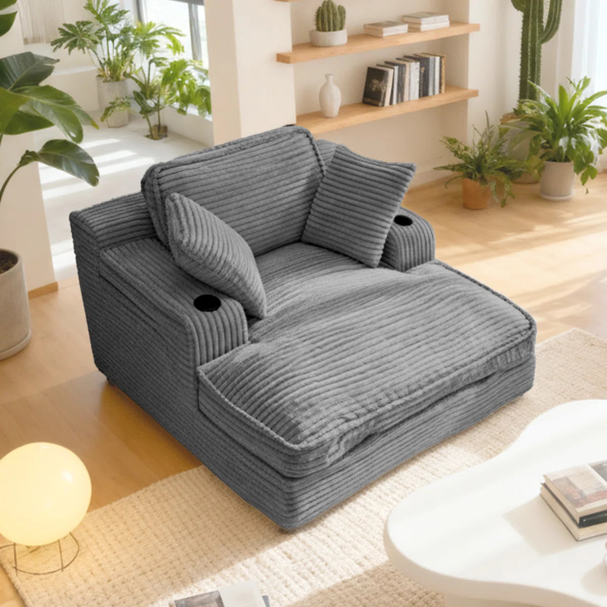 Edwin Grey Jumbo Cord Oversize Sofa Chair