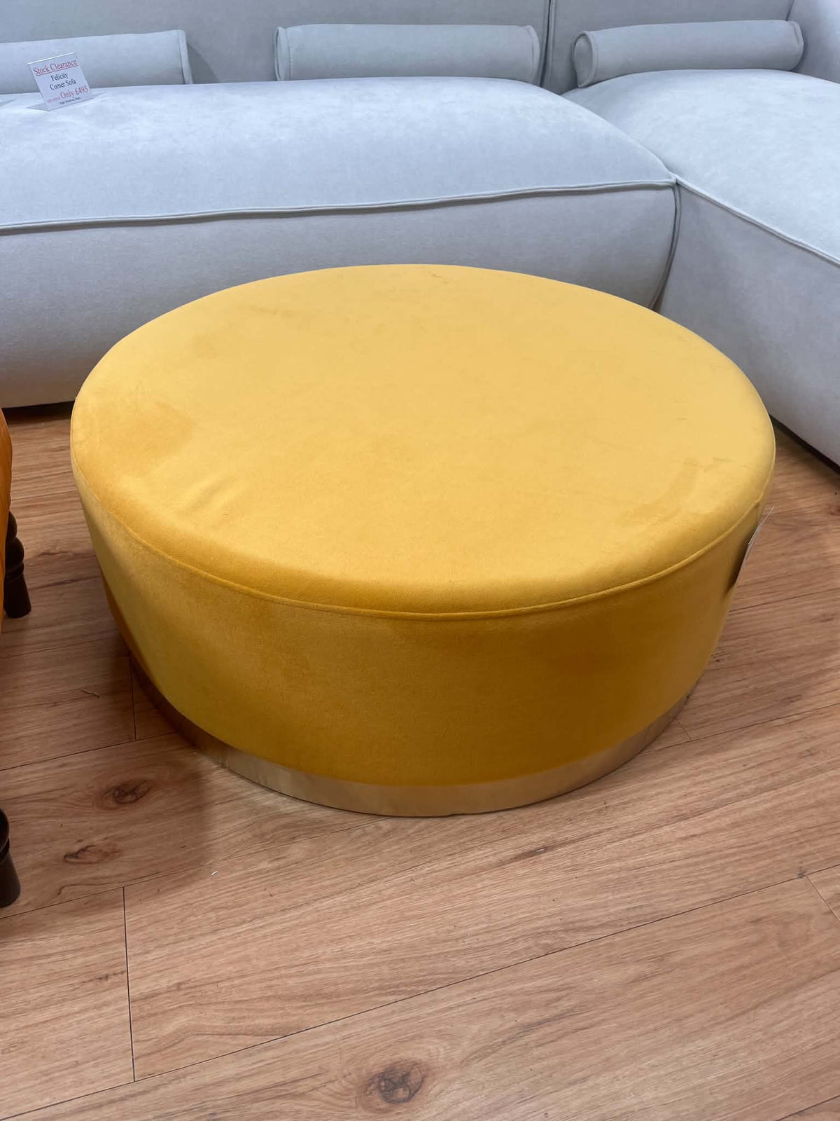 Dennison Mustard Velvet Footstool