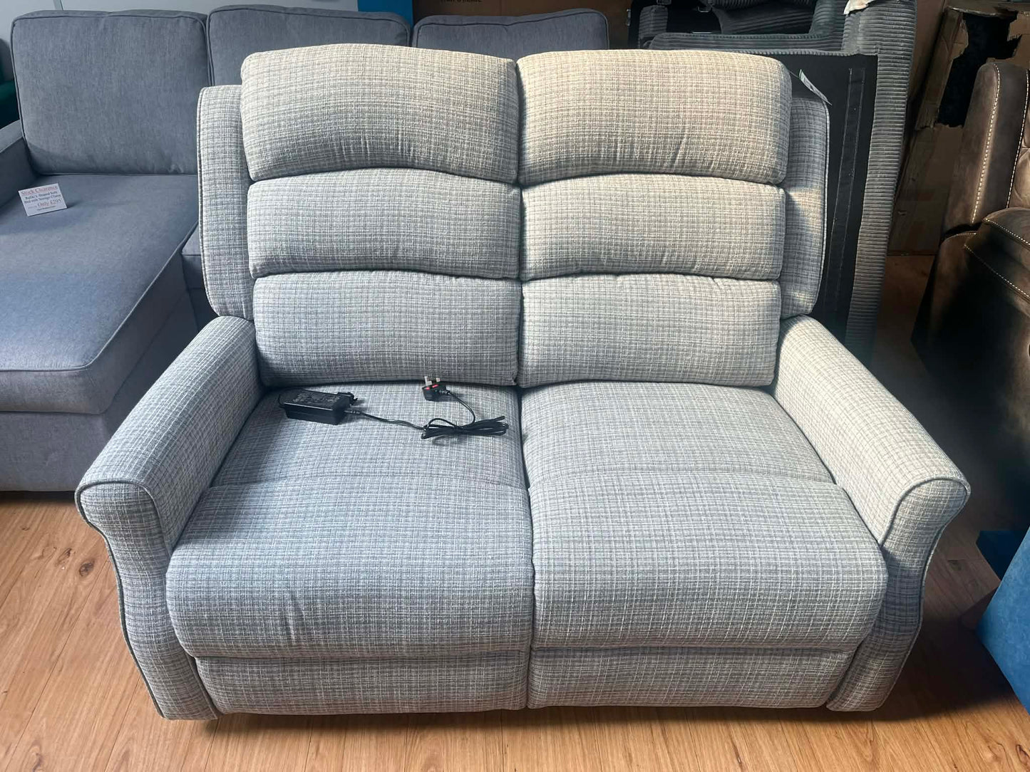 Derek 2 Seat Silver Upholstered Electric Recliner