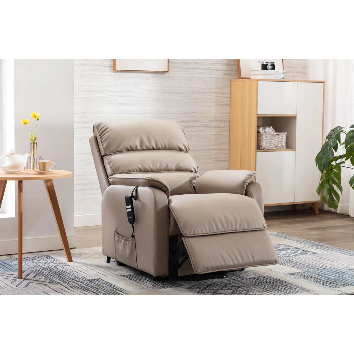 Erin Stone Faux Leather Rise & Recline Electric Recliner