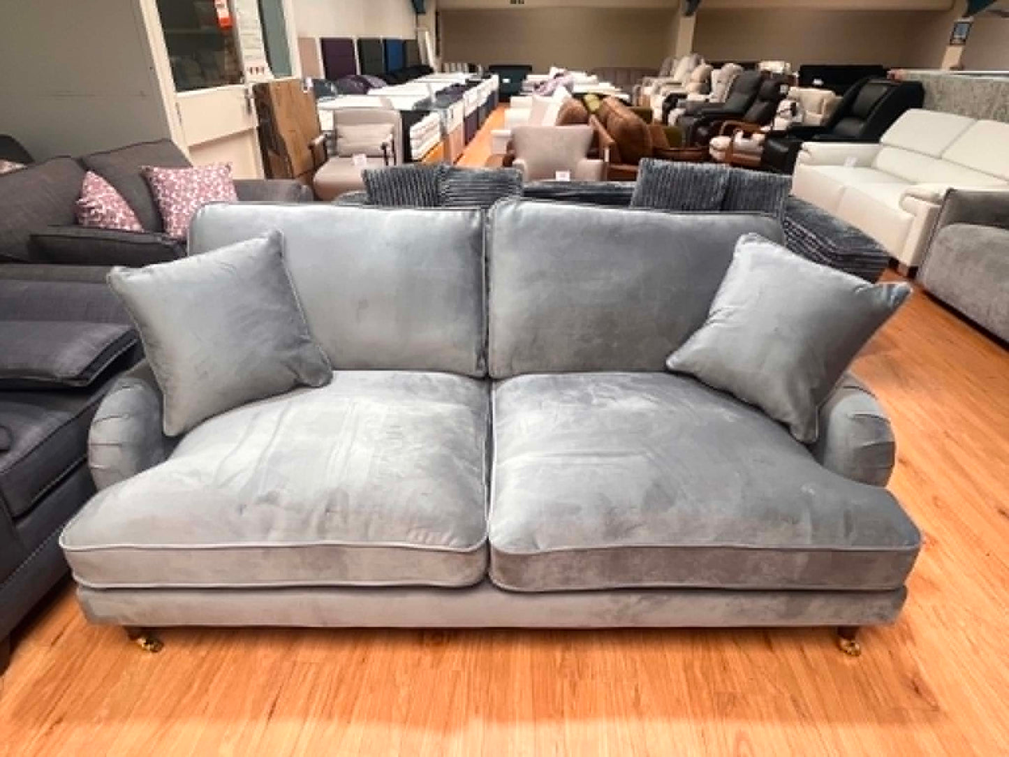 Fabio 3 Seat Grey Velvet Sofa