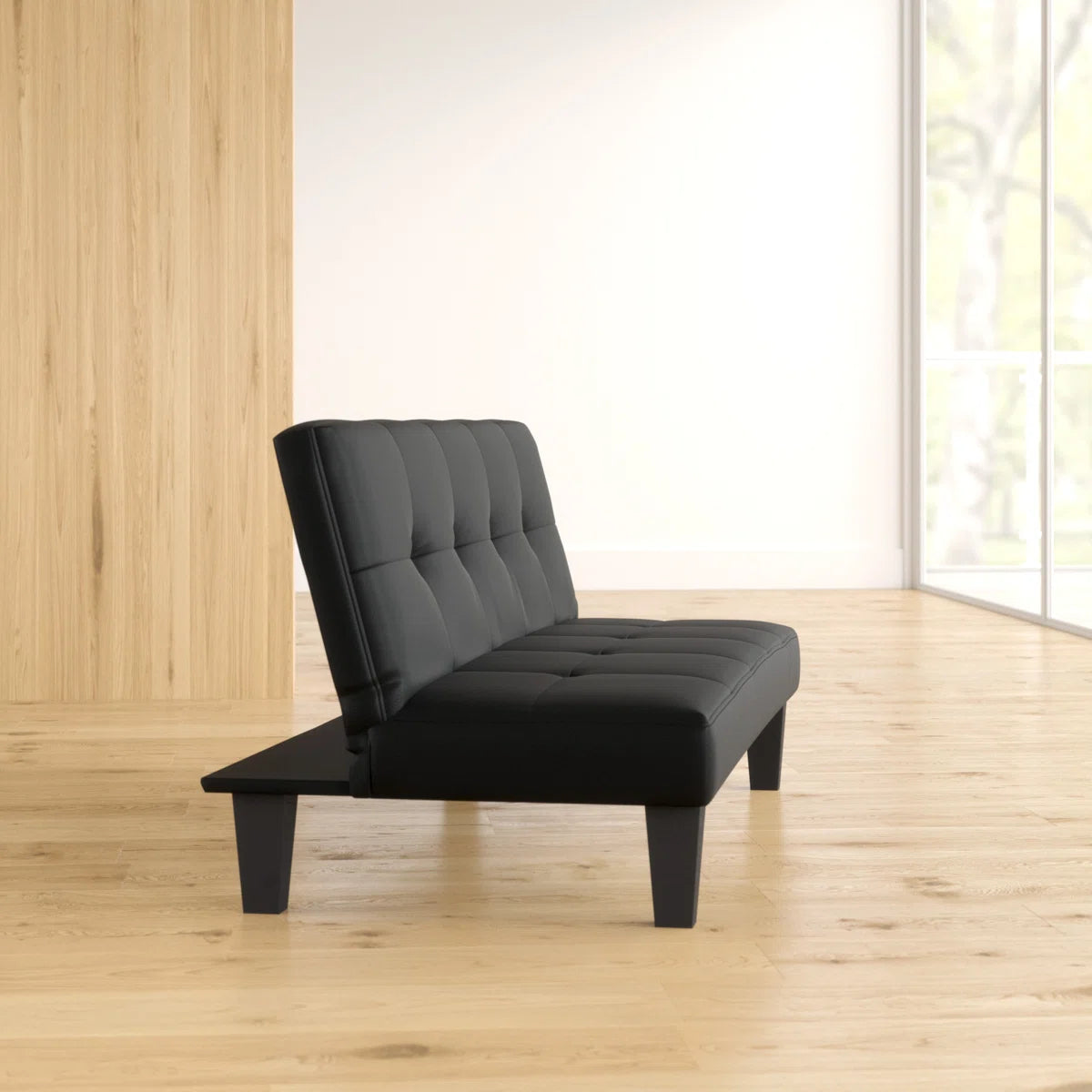 Harlow 3 Seater Childs Black Faux Leather Clic Clac Sofa Bed