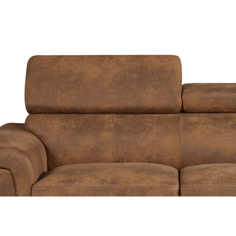 Wharf Brown Suede Adjustable Headrest 3 Seater Sofa