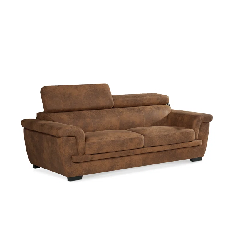 Wharf Brown Suede Adjustable Headrest 3 Seater Sofa