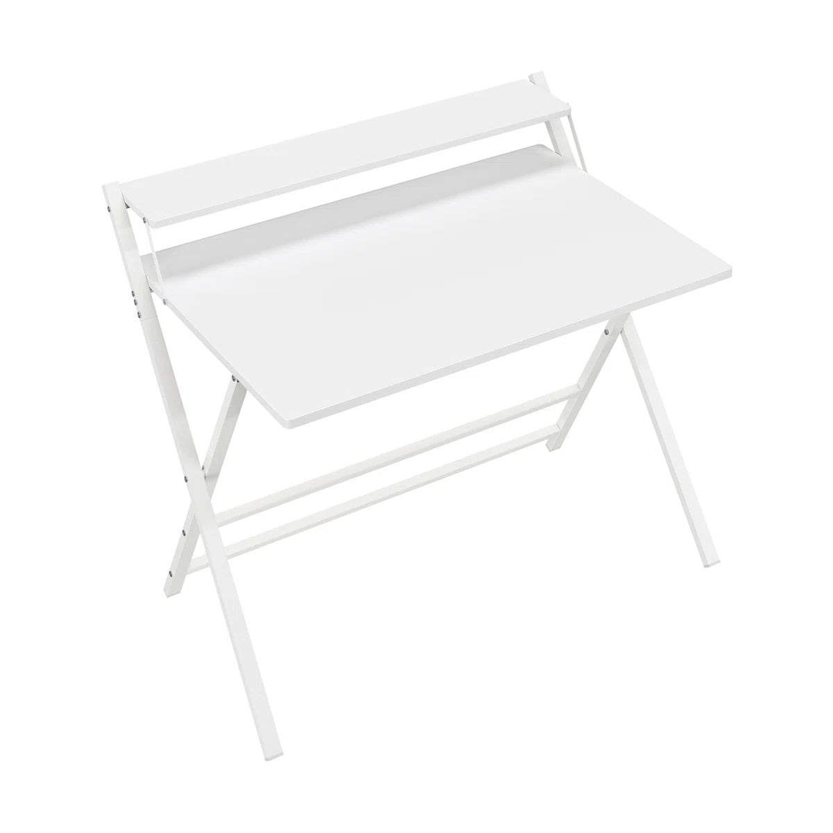 Stefan 2-Tier White Foldable Computer Desk