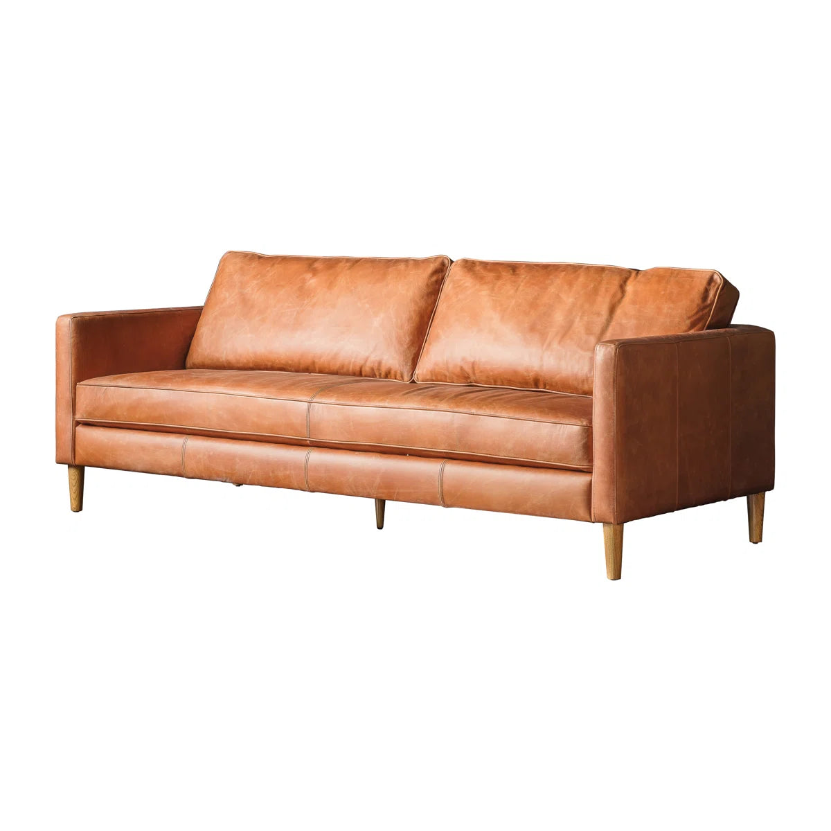 Jefferson 3 Seat Tan Real Leather Sofa