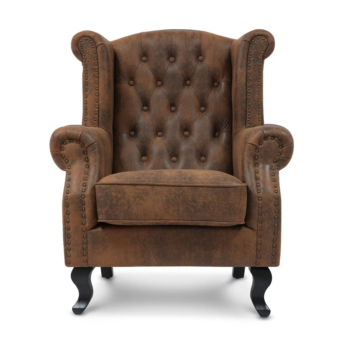 Jensen Brown Suede Wingback Armchair