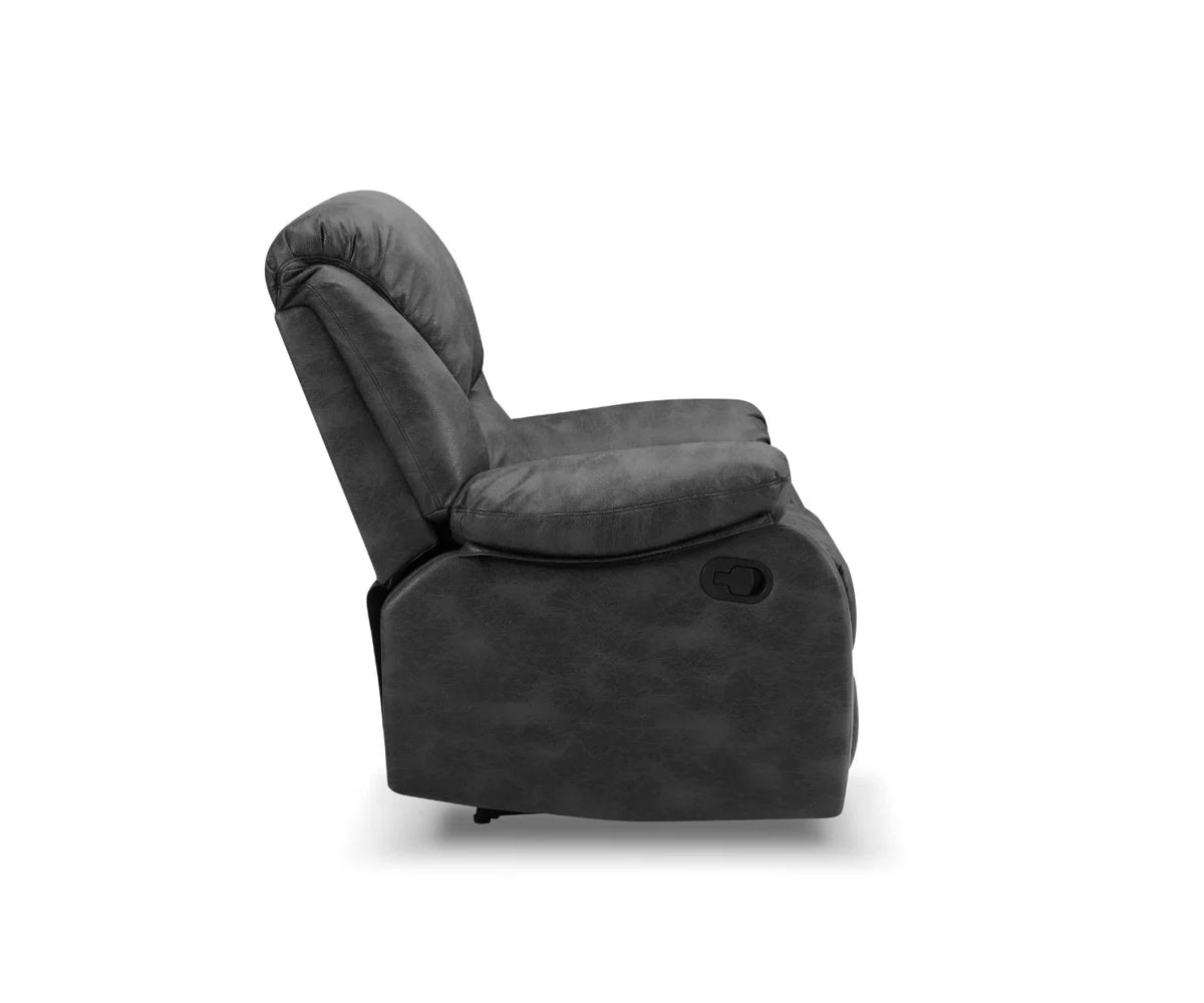 Norman 2 Seater Black Hammered Faux Leather Manual Recliner