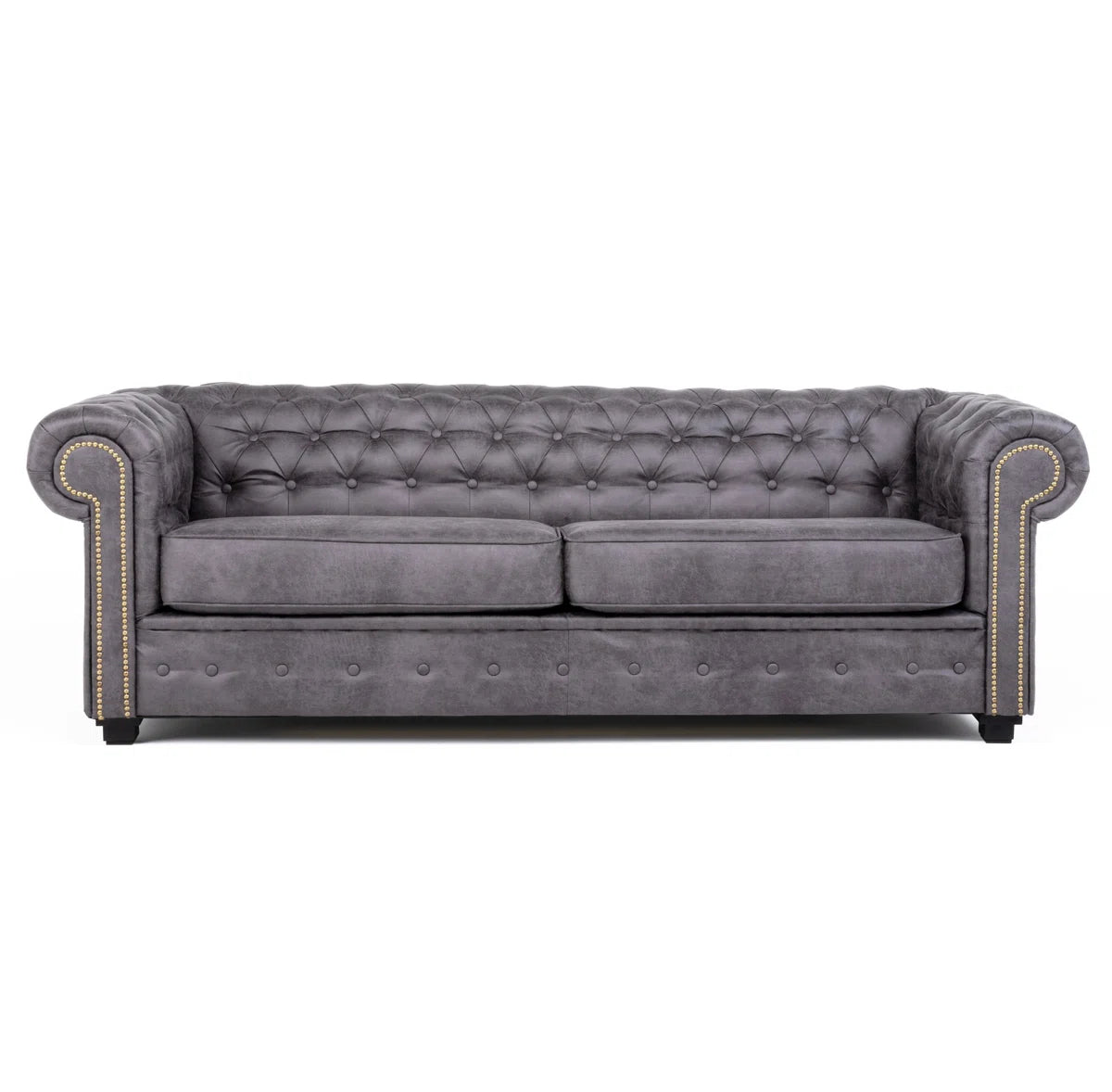 Waverley 3 Seater Grey Faux Leather Chesterfield Sofa