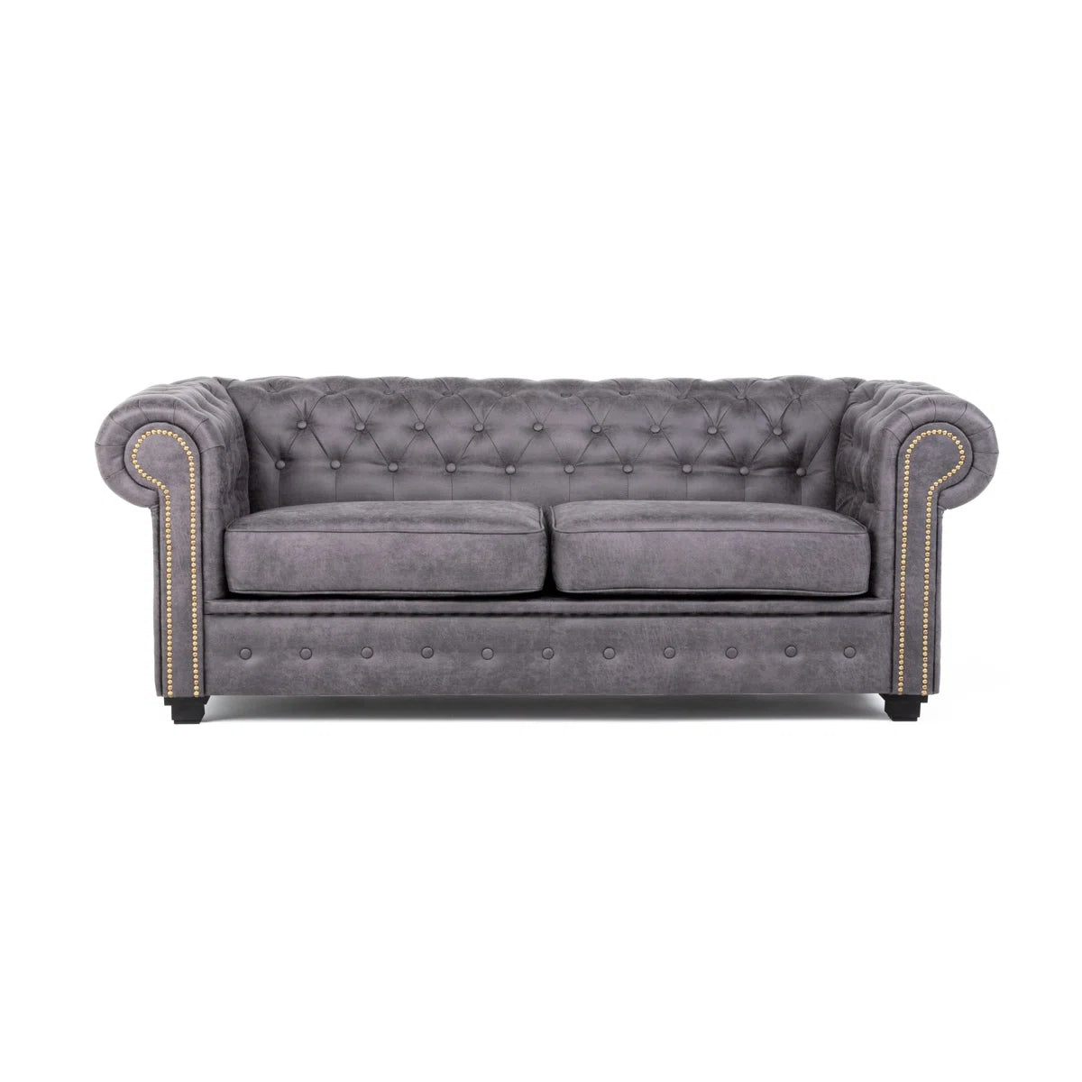 Waverley 2 Seater Grey Faux Leather Chesterfield Sofa
