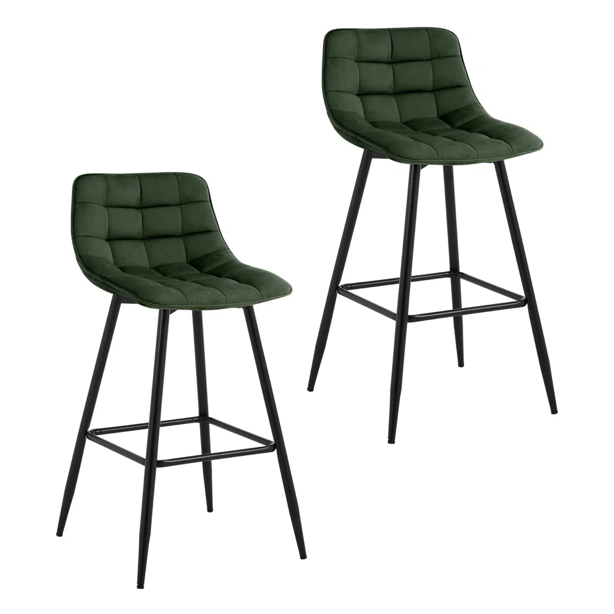 Rayman Pair of Green Velvet Counter Stools