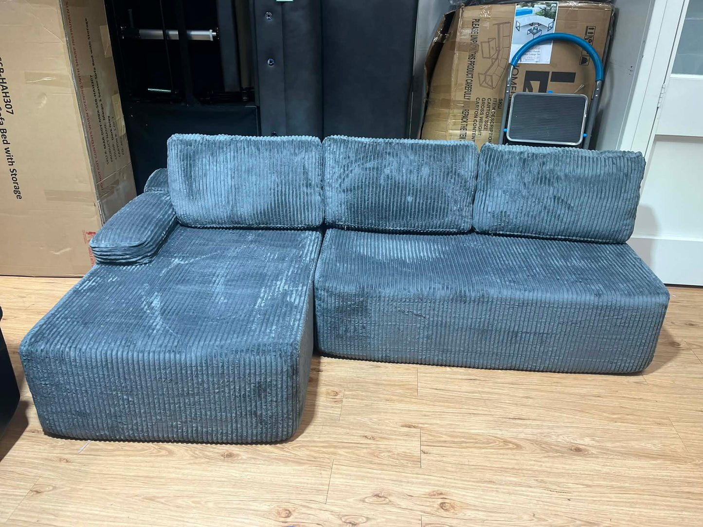 Jago 3 Seat Jumbo Cord Foam Corner Sofa