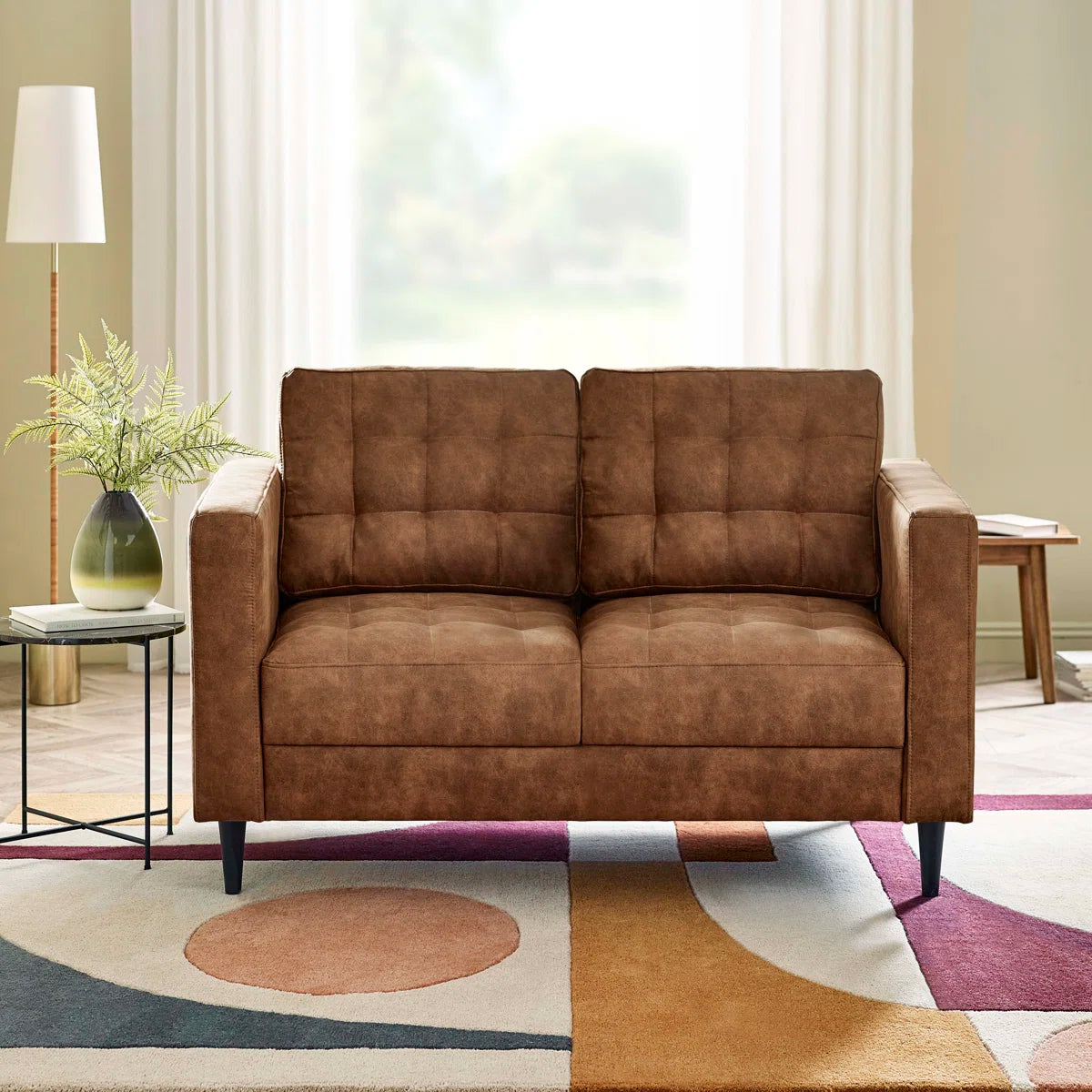 Jodie 2 Seat Tan Faux Leather Sofa