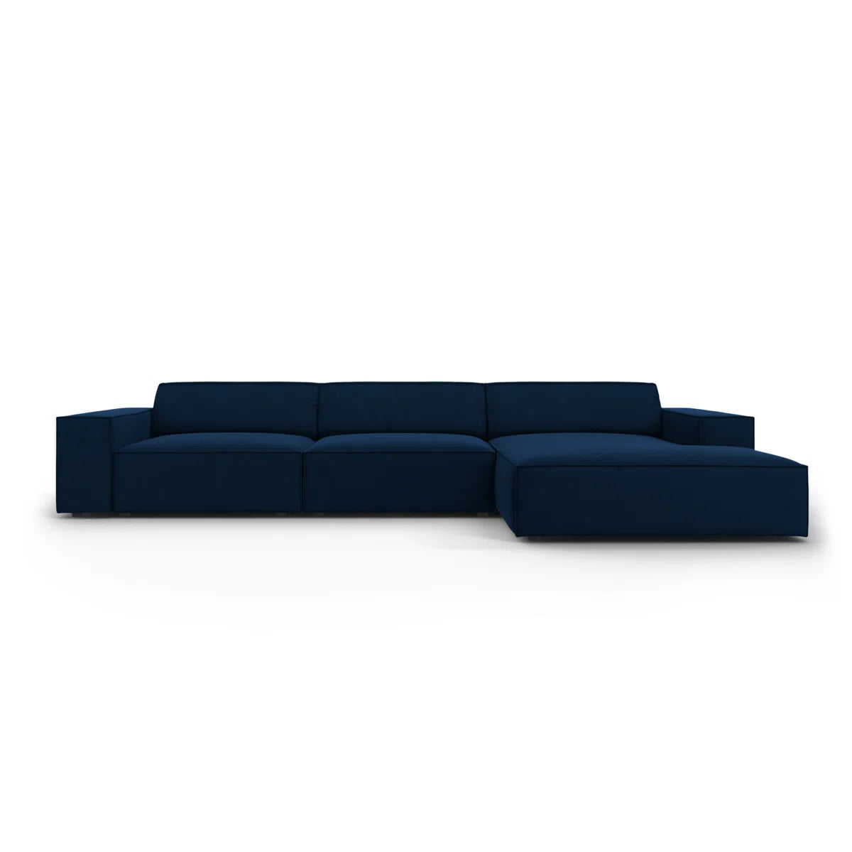 Josie Soft Velour Navy Modern Low Back Corner Sofa